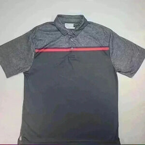 Jack Nicklaus Men's Golf Polo Stay Dri Shirt Size M Gray Red Stripe Stretch